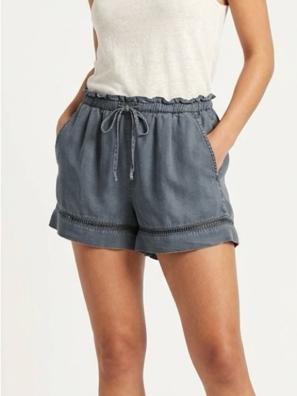 Cloth & Stone Rimini Tencel Shorts Lace Trim S  Boho Coastal Casual